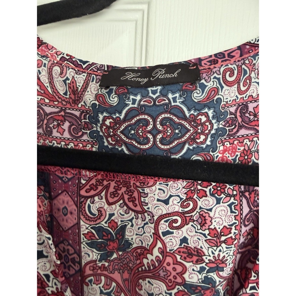 Honey Punch Pink Boho Paisley Long Sleeve Romper - Size S Festival - Picture 2 of 10